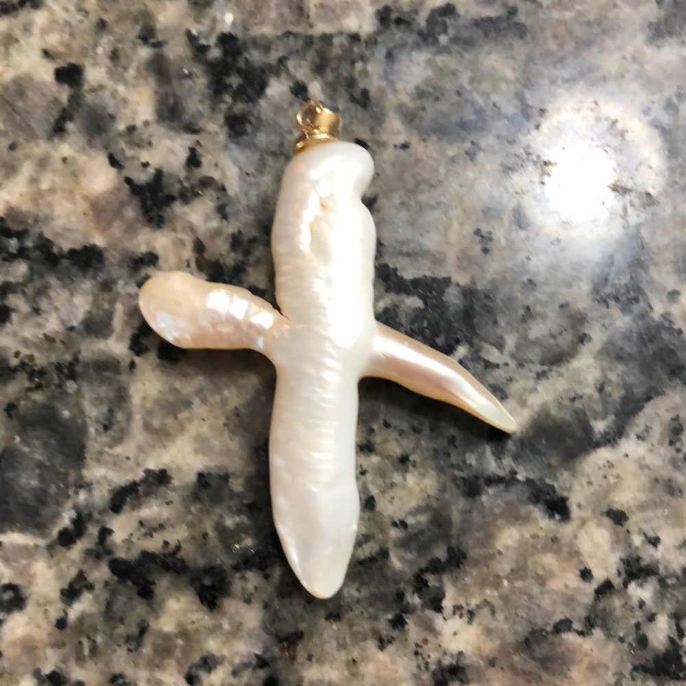 Baroque Pearl Cross with 14k Gold Bail